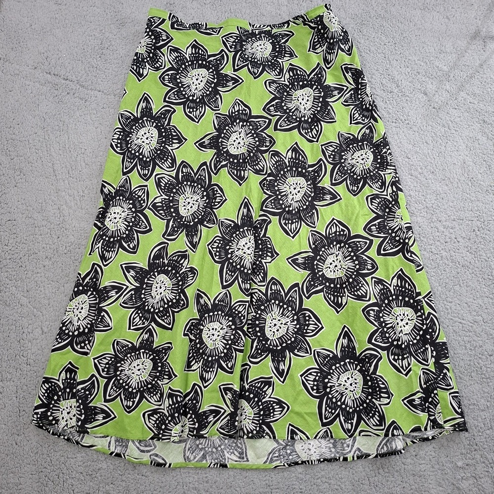 Cato Skirt 18/20W Linen Blend Lime Green Floral Print Maxi Beachy Travel Stretch